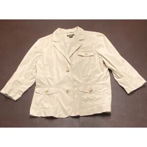 Eddie Bauer Women’s Safari Blazer Jacket Beige Size 16 Cotton Stretch‎ Ripstop